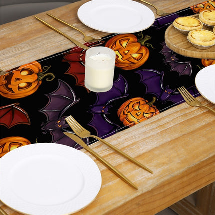 Uglysweatershops Halloween Black Cat Pumpkin Print Decorative Tablecloth