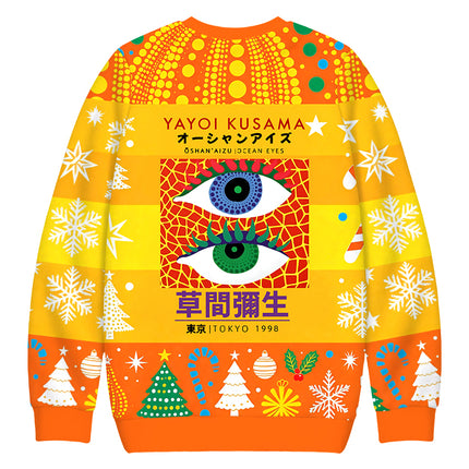 Uglysweatershops Japanese Art Eyes Christmas Ugly Sweatshirt