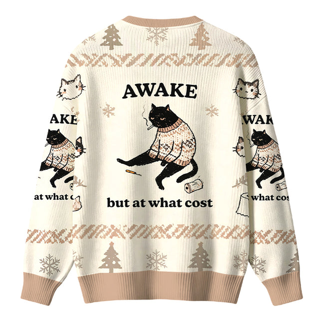 Uglysweatershops Decadent Smoking Cat Christmas Ugly Sweater