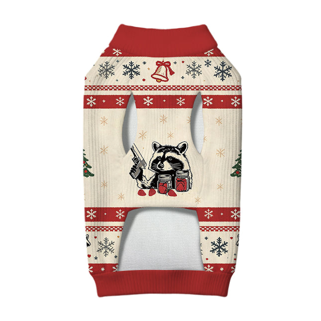 Uglysweatershops Strawberry Jams Raccoon Dog & Cat Pet Sweater