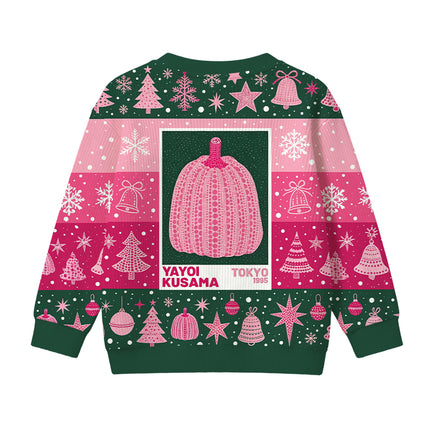 Uglysweatershops Art Pink Pumpkin Kids Ugly Sweater