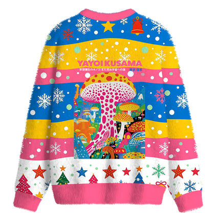 Uglysweatershops Psychedelic Mushrooms Fuzzy Christmas Ugly Sweatshirt