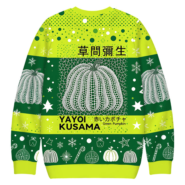 Uglysweatershops Art Green Pumpkin Vintage Christmas Ugly Sweatshirt