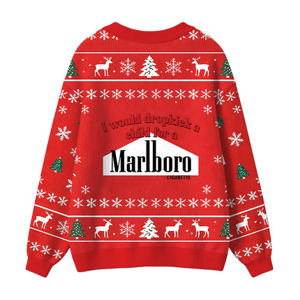 Uglysweatershops I Would Dropkcik A Child Red Ugly Cardigan Sweater
