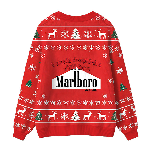 Uglysweatershops I Would Dropkcik A Child Red Ugly Cardigan Sweater