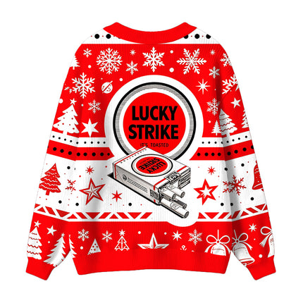 Uglysweatershops Retro Red Cigarettes Ugly Cardigan Sweater