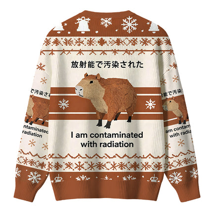 Uglysweatershops Brown Capybara Contaminated By Radiation Christmas Ugly Sweater