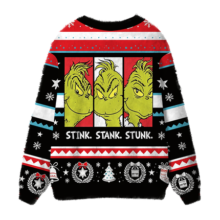 Uglysweatershops Stink, Stank, Stunk Fuzzy Ugly Cardigan Sweatshirt