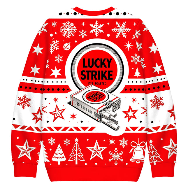 Uglysweatershops Retro Red Cigarettes Christmas Ugly Sweatshirt