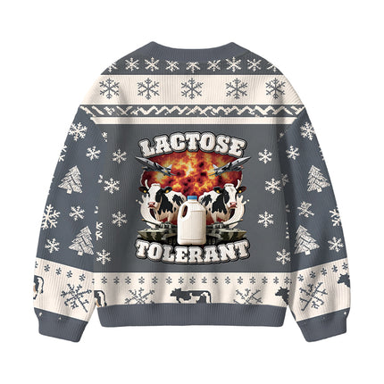 Uglysweatershops Lactose Tolerant Funny Meme Kids Ugly Cardigan Sweater