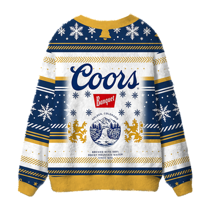 Uglysweatershops Retro Rocky Mountain Beer Fuzzy Ugly Cardigan Sweatshirt