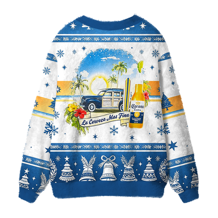 Uglysweatershops Beach Surf Fuzzy Ugly Cardigan Sweatshirt