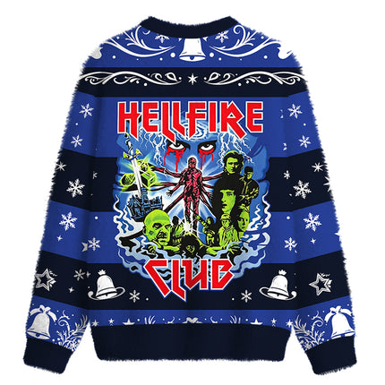 Uglysweatershops Retro Metal Style Fuzzy Christmas Ugly Sweatshirt