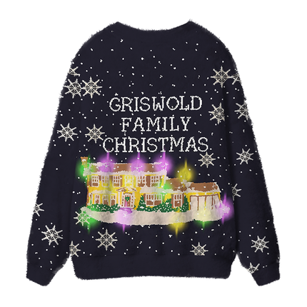 Uglysweatershops Light Up House Fuzzy Ugly Cardigan Sweatshirt