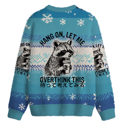 Uglysweatershops Overthink Raccoon Fuzzy Christmas Ugly Sweatshirt