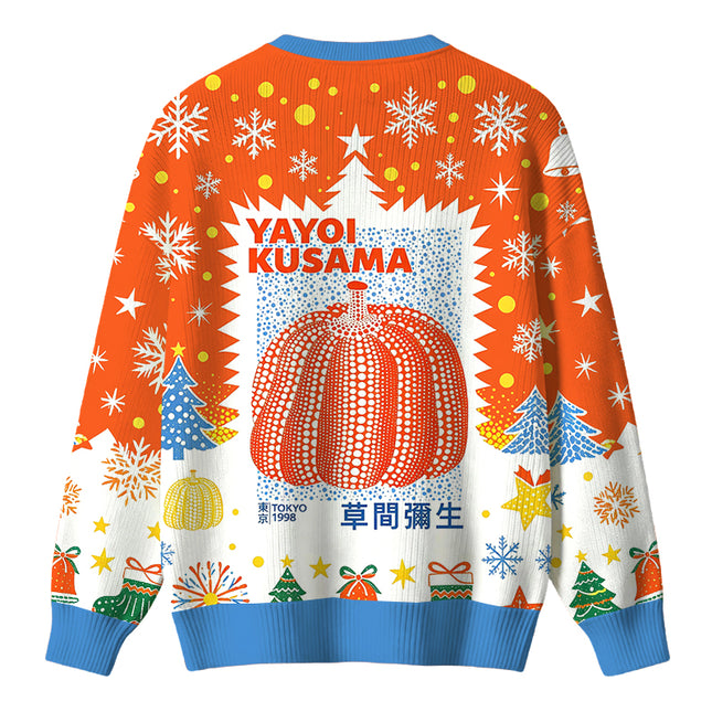 Uglysweatershops Blue Orange Pumpkin Christmas Ugly Sweater