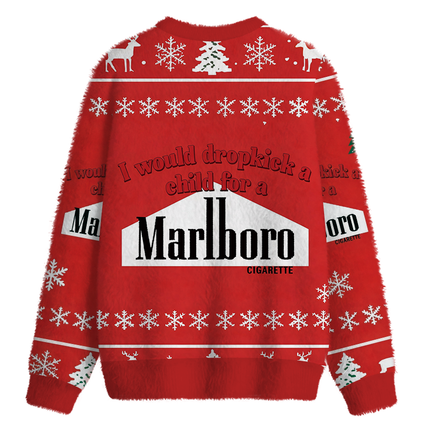 Uglysweatershops I Would Dropkcik A Child Red Fuzzy Christmas Ugly Sweatshirt