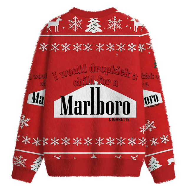 Uglysweatershops I Would Dropkcik A Child Red Fuzzy Christmas Ugly Sweatshirt