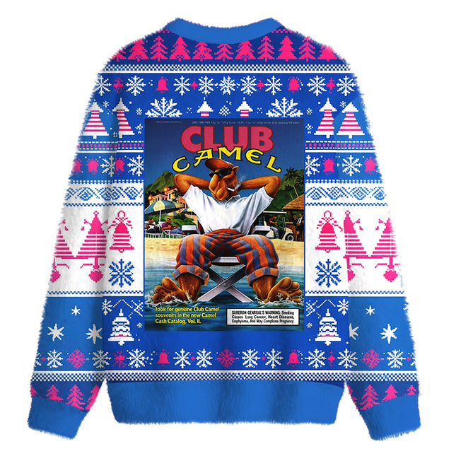 Uglysweatershops Club Cigarettes Fuzzy Christmas Ugly Sweatshirt