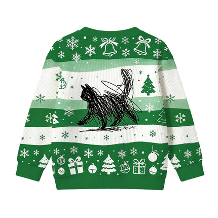 Uglysweatershops Minimalist Cat Art Kids Ugly Sweater