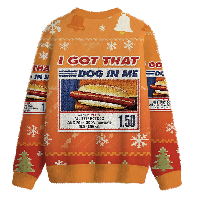 Uglysweatershops I Got That Dog In Me Fuzzy Christmas Ugly Sweatshirt
