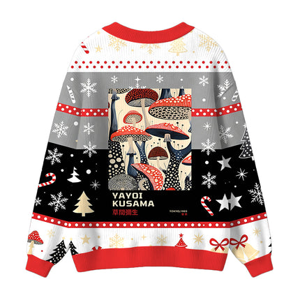 Uglysweatershops Art Dancing Mushroom Ugly Cardigan Sweater