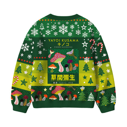 Uglysweatershops Art Spotted Mushroom Vintage Kids Ugly Cardigan Sweater