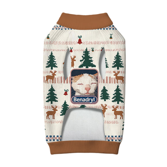 Uglysweatershops Drowsy Cat Meme Funny Dog & Cat Pet Sweater