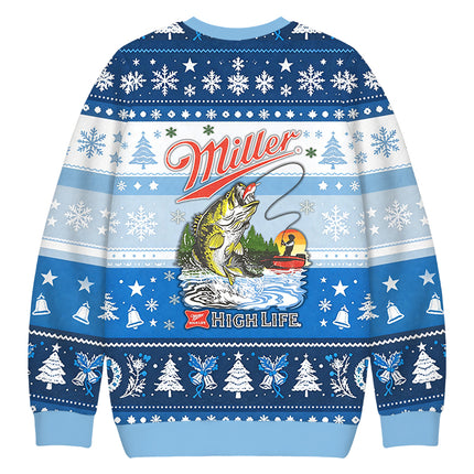 Uglysweatershops High Life Bass Fishing Christmas Ugly Sweatshirt