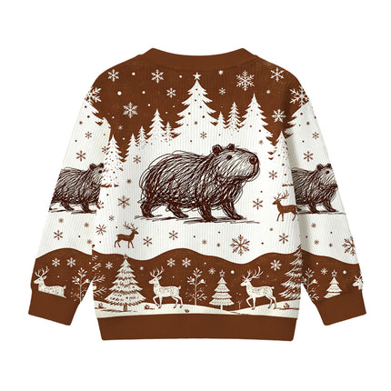 Uglysweatershops Minimalist Capybara Kids Ugly Sweater