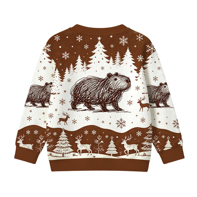 Uglysweatershops Minimalist Capybara Kids Ugly Sweater