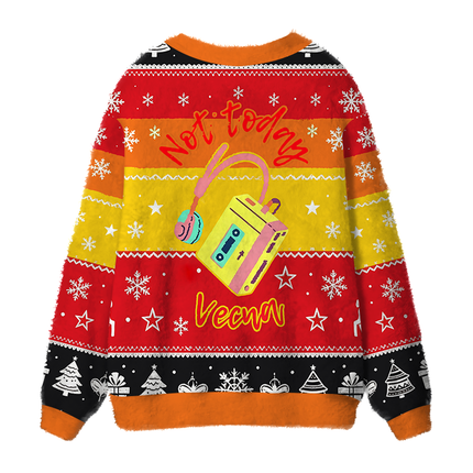 Uglysweatershops Not Today Fuzzy Ugly Cardigan Sweatshirt