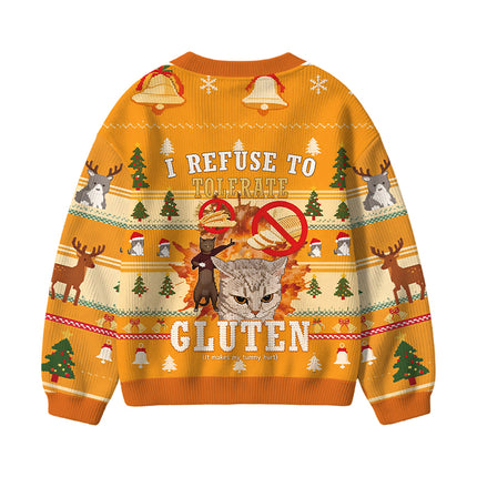 Uglysweatershops I Refuse to Tolerate Gluten Kids Ugly Cardigan Sweater