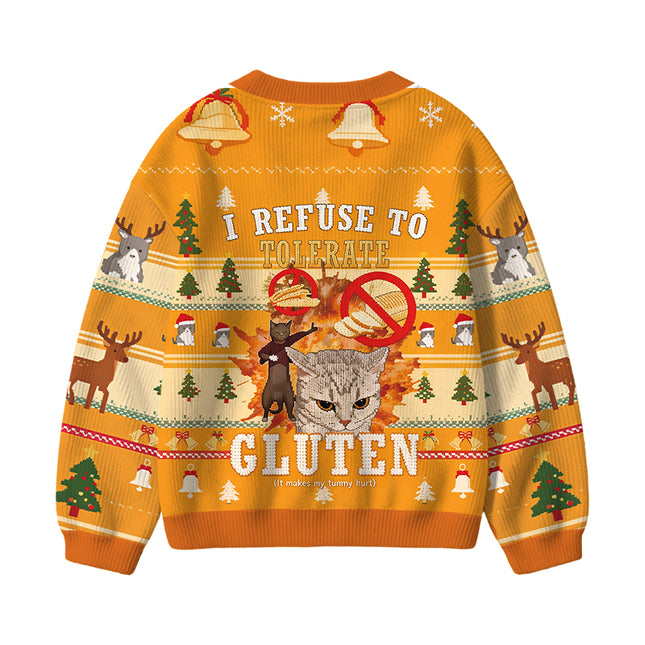Uglysweatershops I Refuse to Tolerate Gluten Kids Ugly Cardigan Sweater