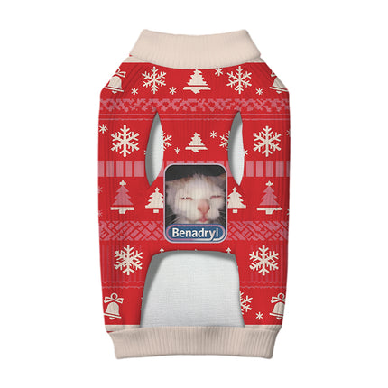 Uglysweatershops Red Psychedelic Cat Dog & Cat Pet Sweater