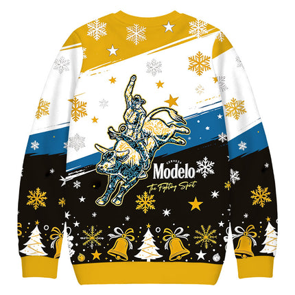 Uglysweatershops Western Rodeo Fighting Christmas Ugly Sweatshirt