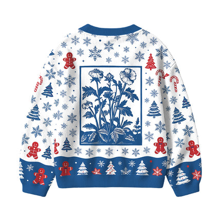 Uglysweatershops Wildflowers Kids Ugly Cardigan Sweater