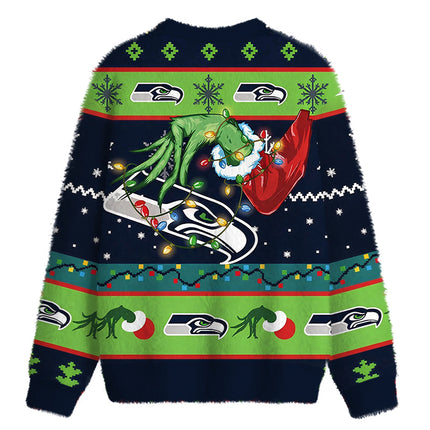 Uglysweatershops Show Your Team Spirit Fuzzy Christmas Ugly Sweatshirt