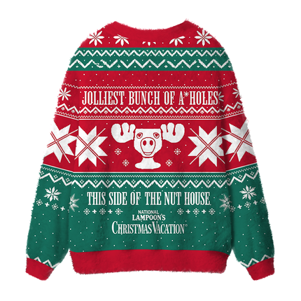 Uglysweatershops Vintage Moose Fuzzy Ugly Cardigan Sweatshirt