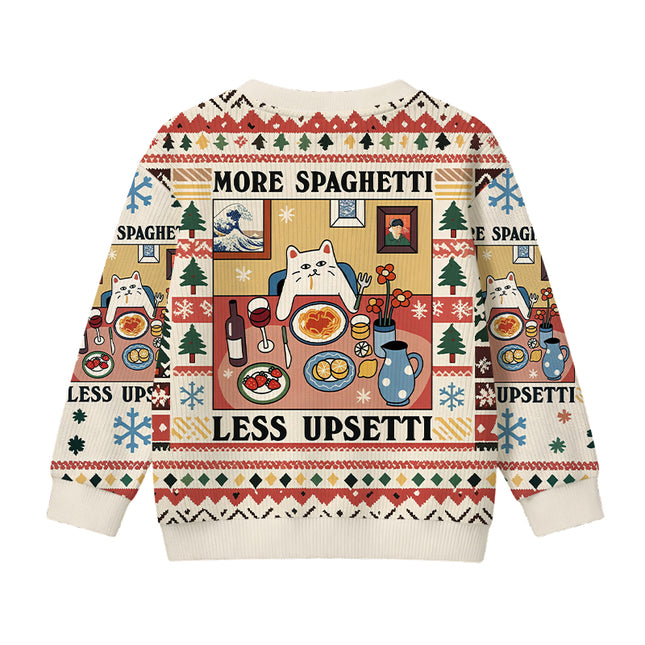 Uglysweatershops More Spaghetti Less Upsetti Kids Ugly Sweater