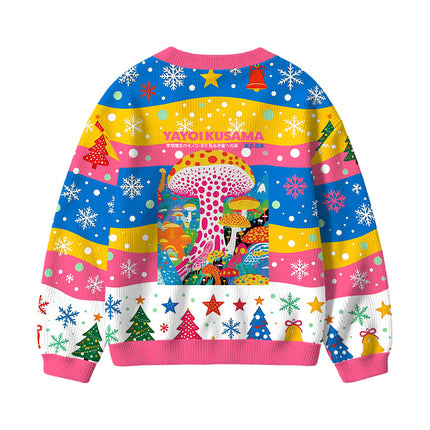 Uglysweatershops Psychedelic Mushrooms Kids Ugly Cardigan Sweater