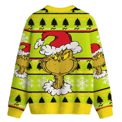 Uglysweatershops Santa Hat Fuzzy Christmas Ugly Sweatshirt
