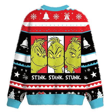 Uglysweatershops Stink Stank Stunk Fuzzy Christmas Ugly Sweatshirt