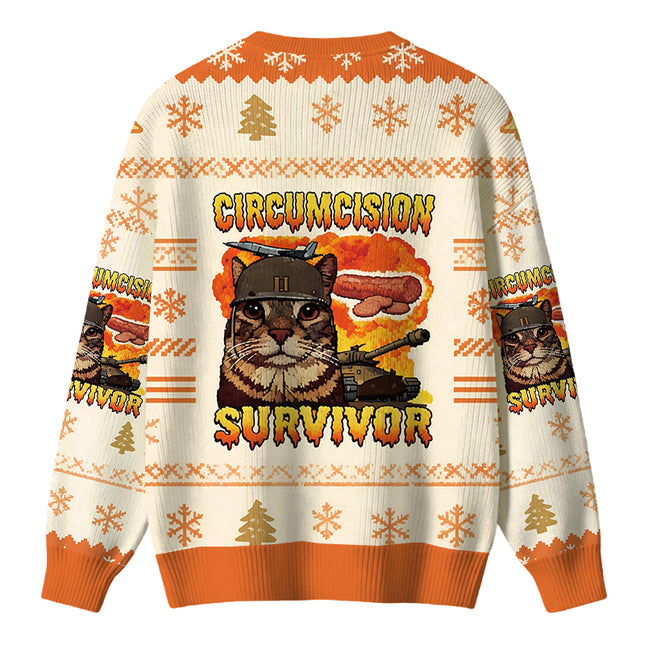 Uglysweatershops Circumcision Survivor Funny Cat Meme Christmas Ugly Sweater