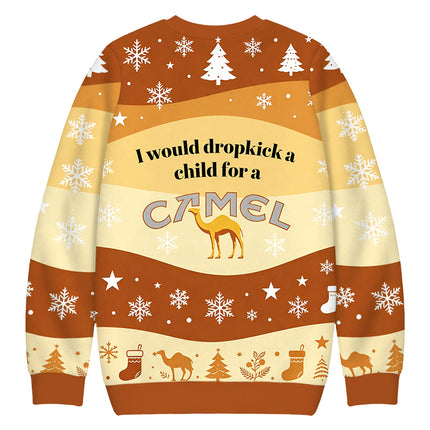 Uglysweatershops I Would Dropkick a Child Yellow Christmas Ugly Sweatshirt