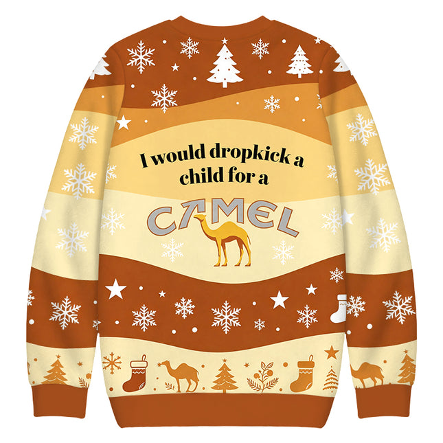 Uglysweatershops I Would Dropkick a Child Yellow Christmas Ugly Sweatshirt