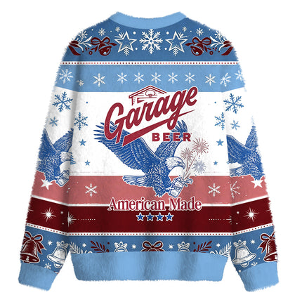 Uglysweatershops Blue Eagle Fuzzy Christmas Ugly Sweatshirt