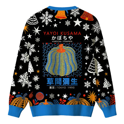 Uglysweatershops Blue Yellow Pumpkin Christmas Ugly Sweater