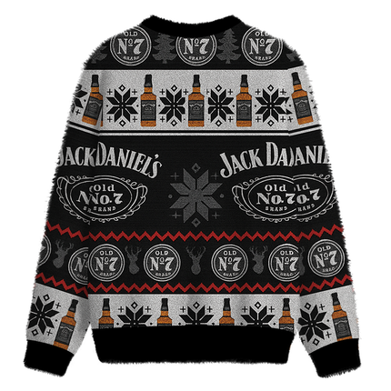 Uglysweatershops Black Jack Fuzzy Christmas Ugly Sweatshirt
