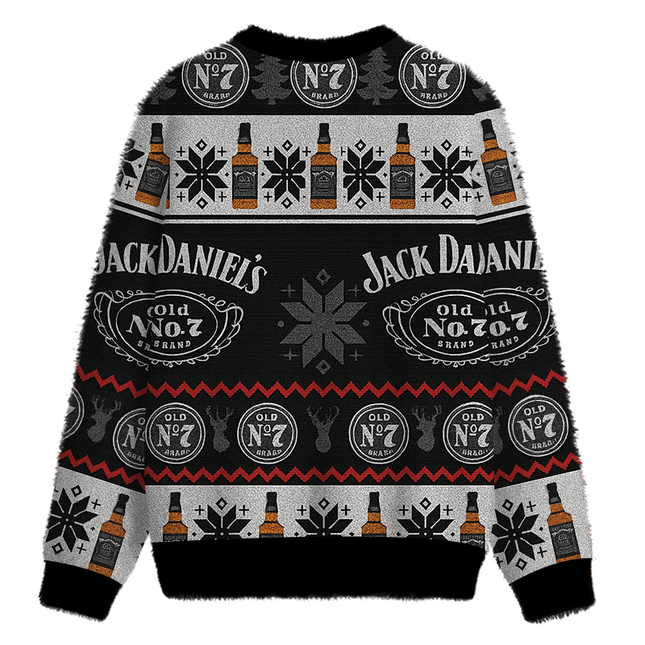 Uglysweatershops Black Jack Fuzzy Christmas Ugly Sweatshirt